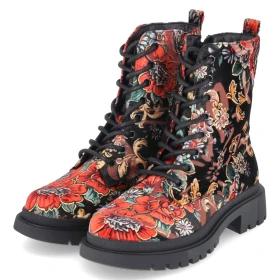 Boots - Velvet Black-Red