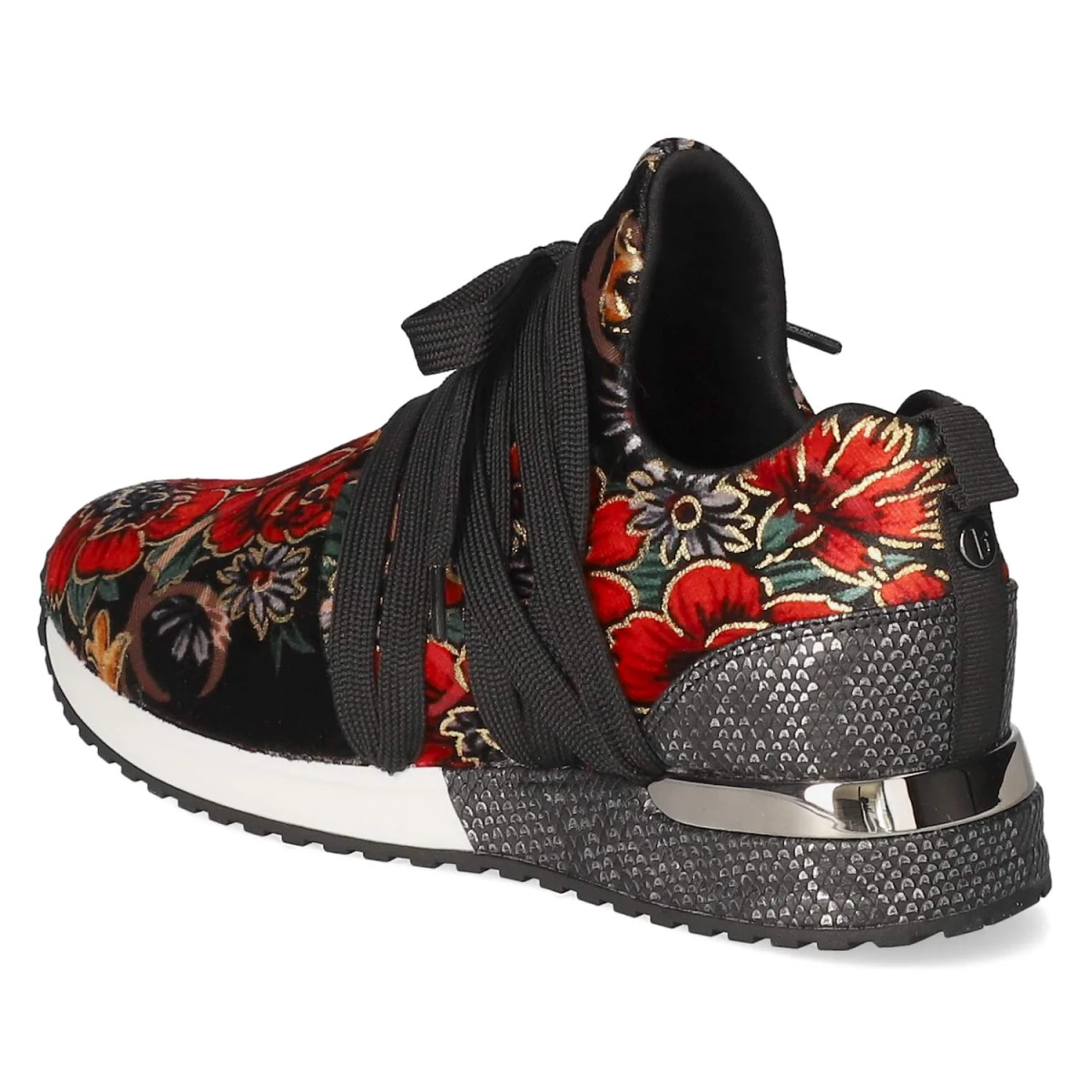 Low Sneaker - Velvet Black / Red Flower