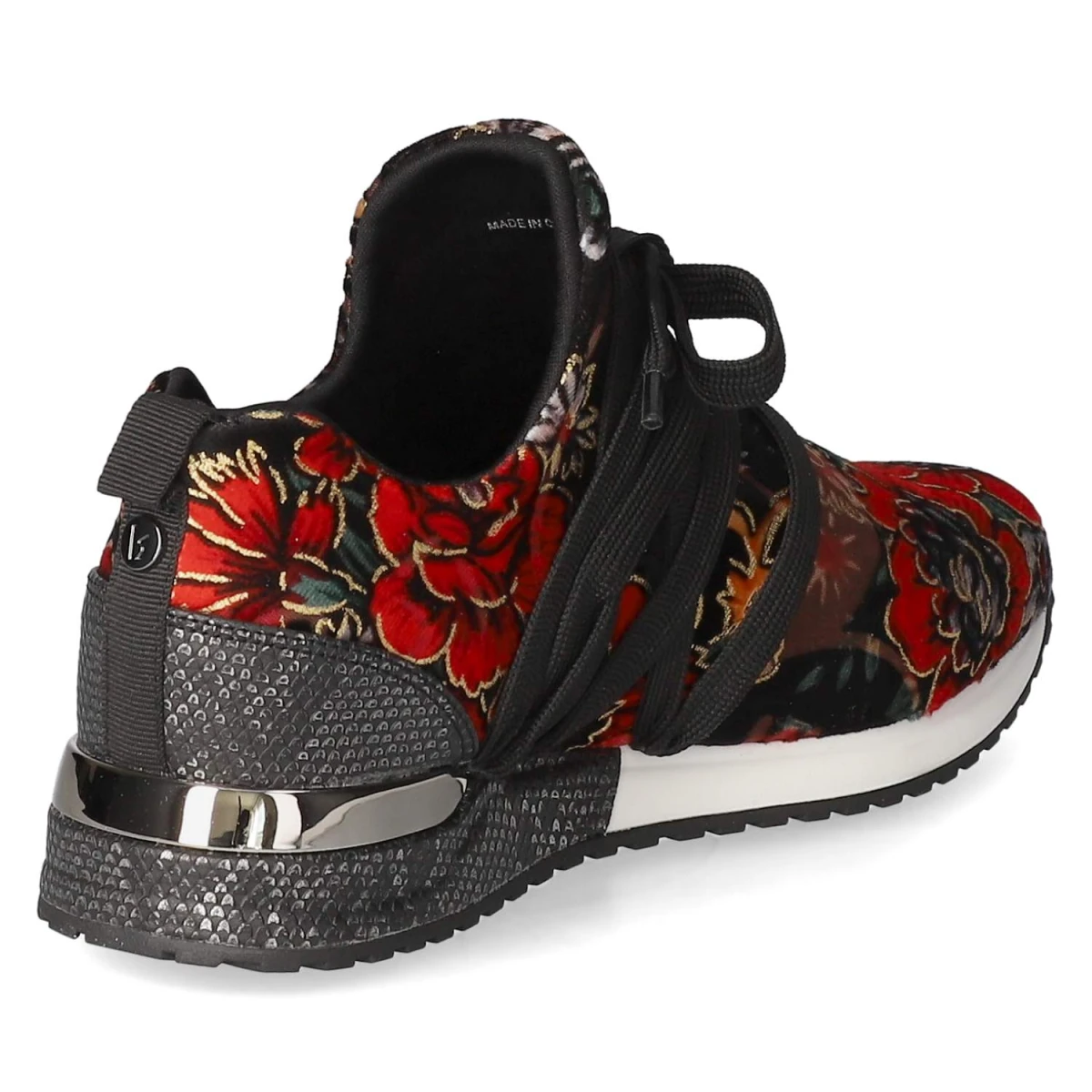 Low Sneaker - Velvet Black / Red Flower