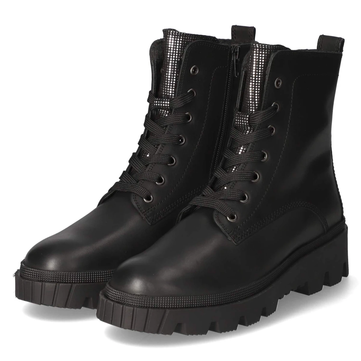 Schnürstiefeletten - schwarz/silber