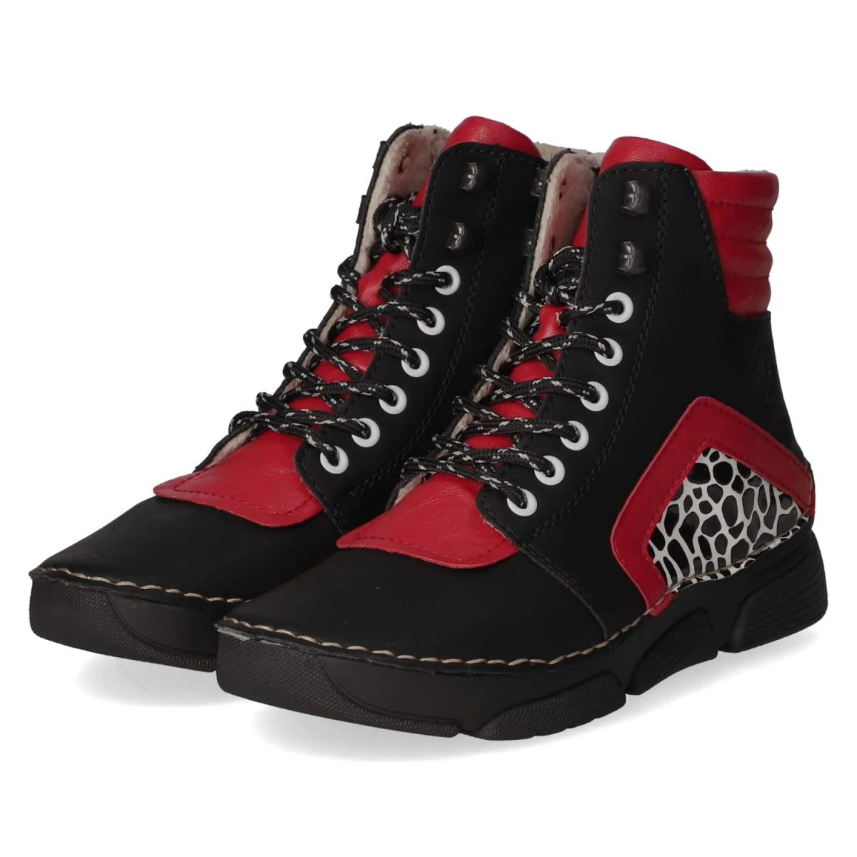 Schnürstiefeletten - schwarz kombi