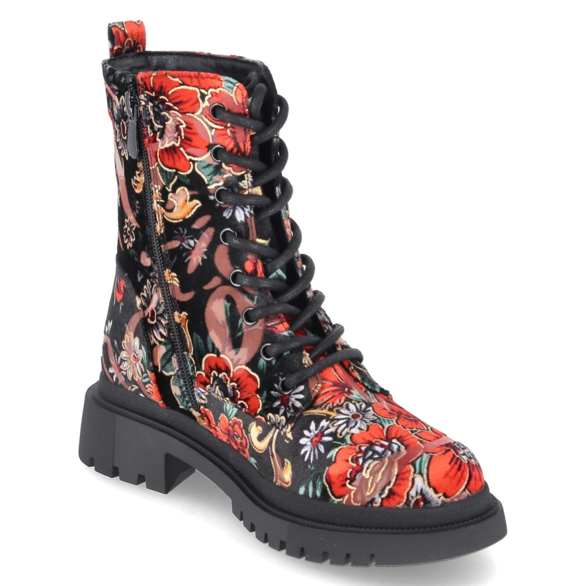 Boots - Velvet Black-Red