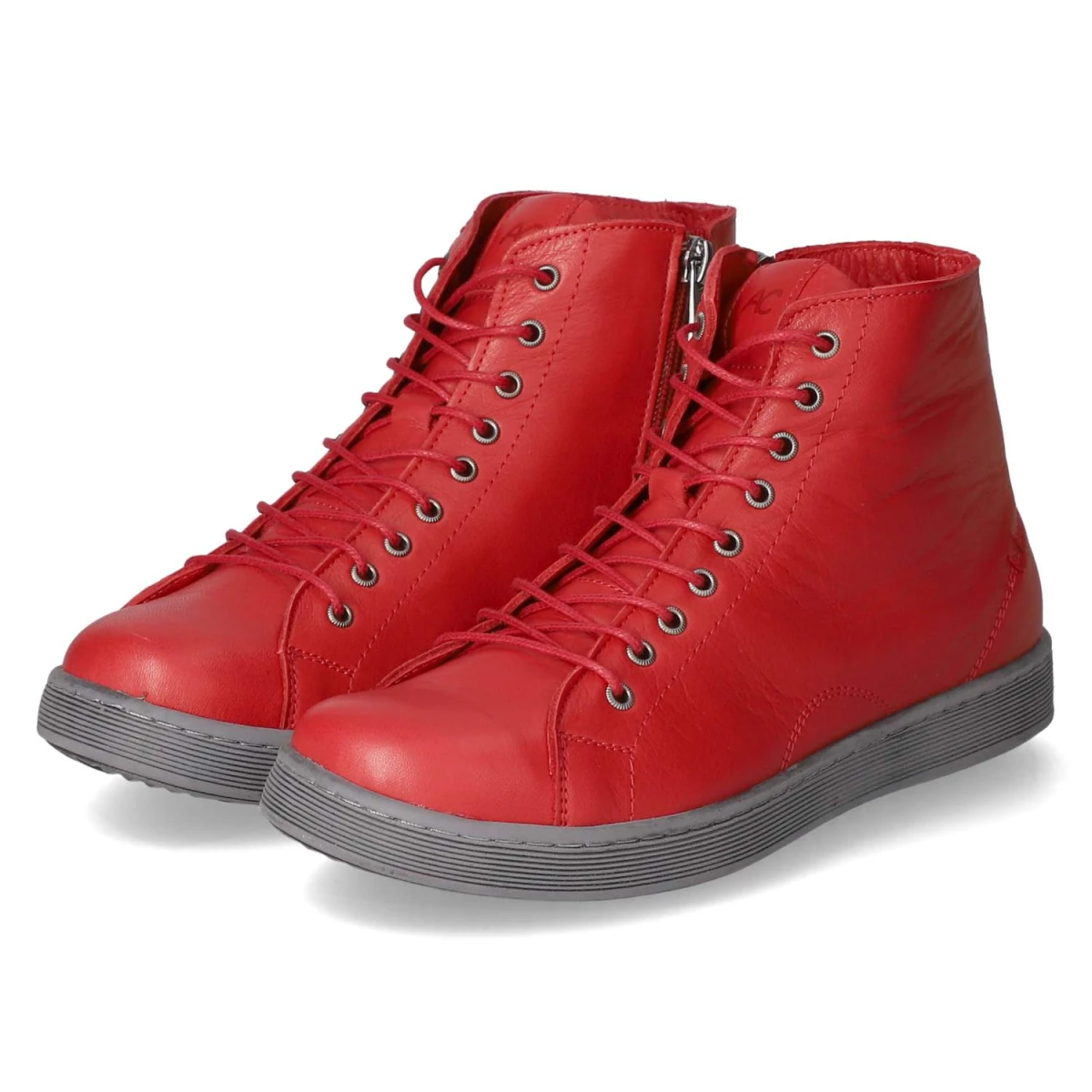 Schnürstiefeletten - chili/grau