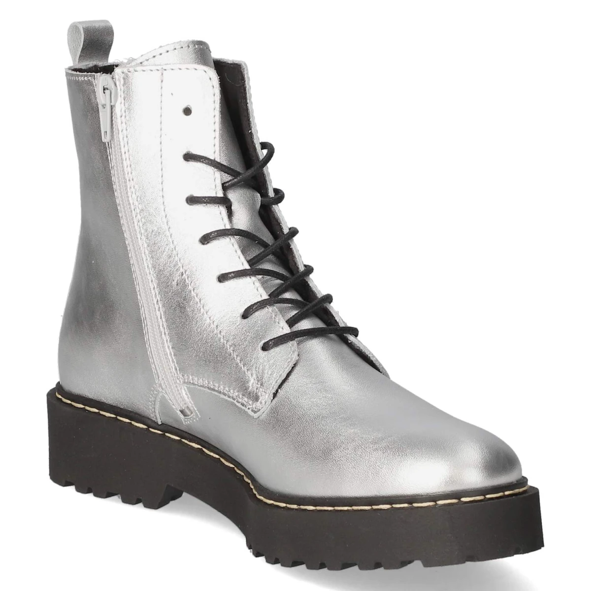 Schnürstiefeletten - silver