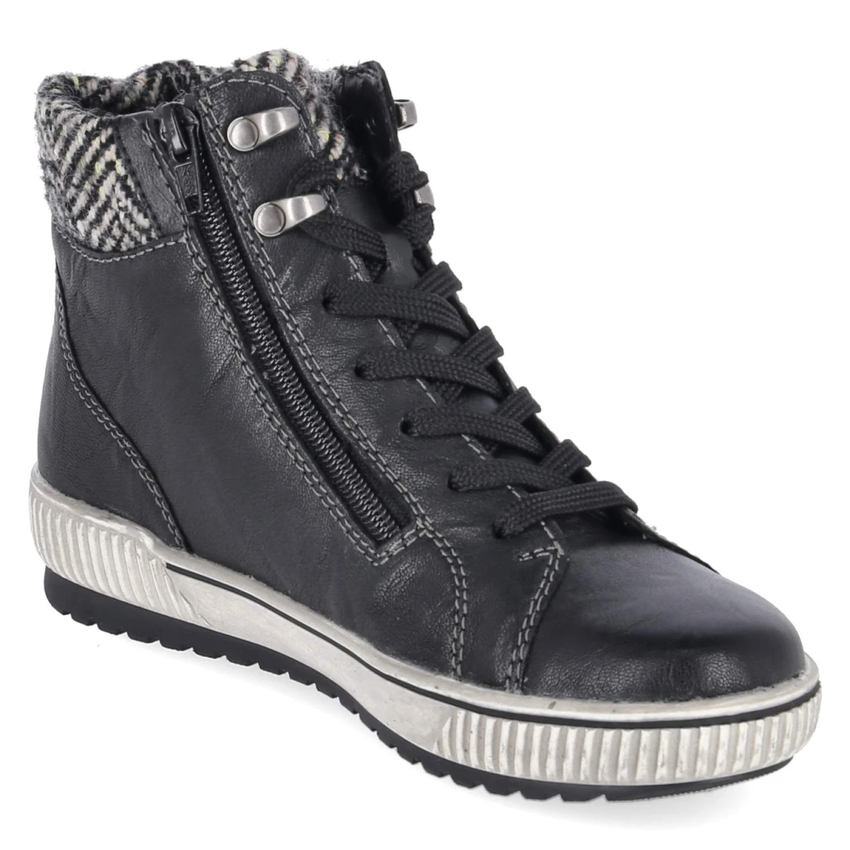 Schnürstiefeletten - schwarz kombi