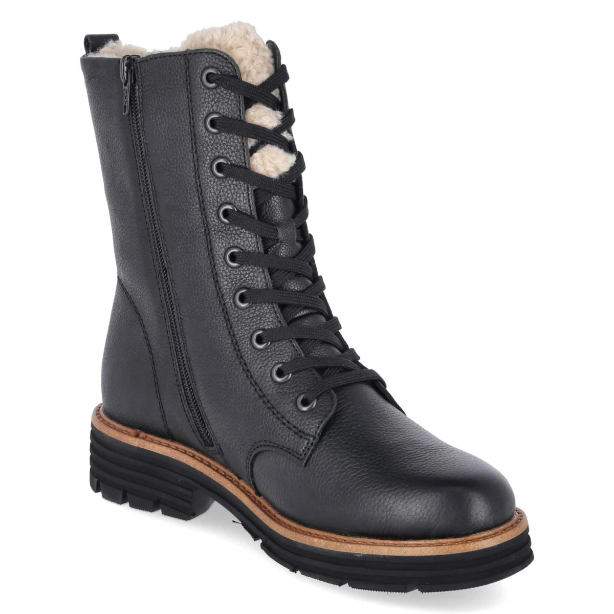 Schnürstiefeletten - schwarz kombi