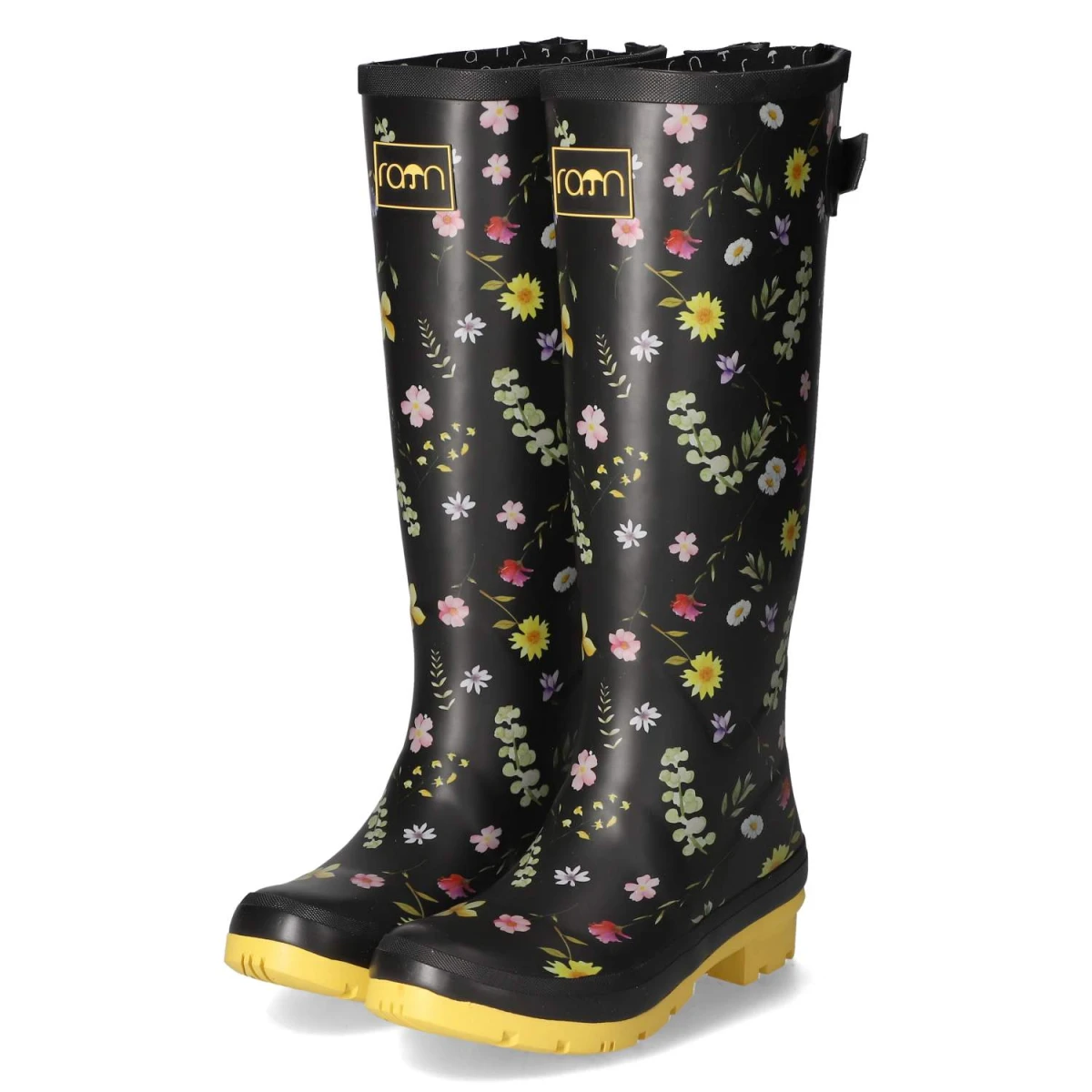 Gummistiefel FLOWERS - Black-Yellow